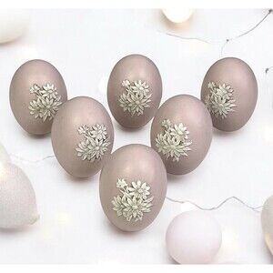 Wooden Easter Eggs Pink 3D Floral Flower Spring Seasonal Decor Bowl Filler 6 Qty